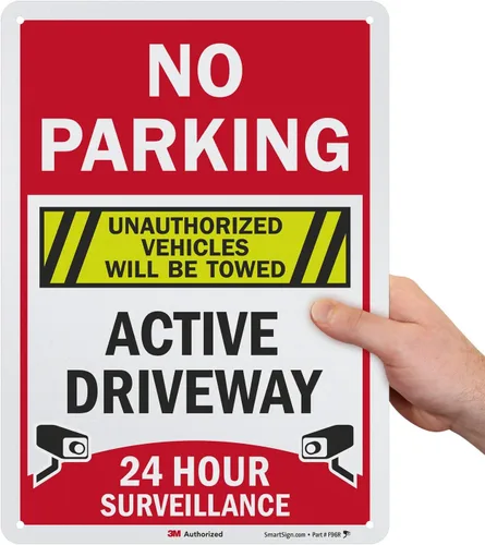SmartSign Letrero de "No Parking - Active Driveway, 24 Horas de Vigilancia, Vehículos No Autorizados Serán Remolcados" | Aluminio reflectante de