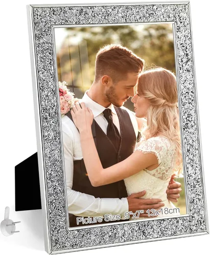 Miniatura 9 de HIKWADERY Portarretratos de 4 x 6 pulgadas con purpurina, marcos de fotos negros de 4 x 6 pulgadas con cristal real HD, para pared o mesa, regalo