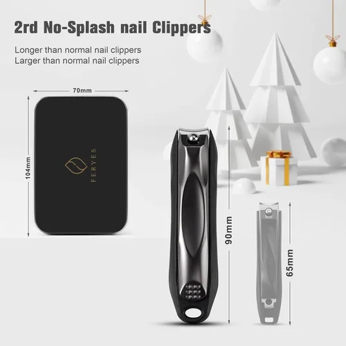 Miniatura 7 de FERYES Cortaúñas 3 en 1 para uñas de los dedos con recolector de uñas sin salpicaduras y caja de almacenamiento de metal - Cortaúñas para uñas