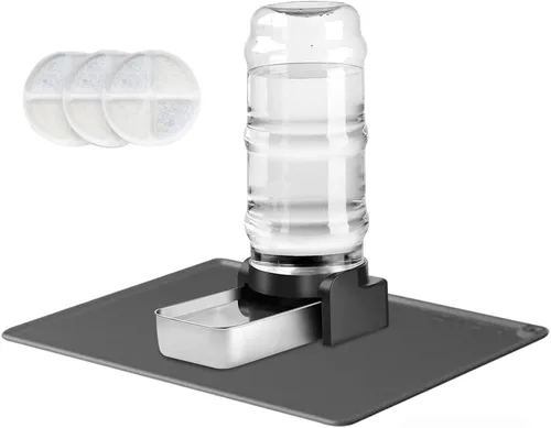 Miniatura 9 de Marchul - Dispensador de agua para gatos de 1 galón, comedero automático para perros con gravedad, dispensador de agua con 3 filtros, dispensador