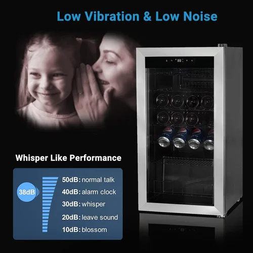 Miniatura 7 de Refrigerador de vino independiente, compresor de 28 botellas con termostato digital y puerta de vidrio, acero inoxidable