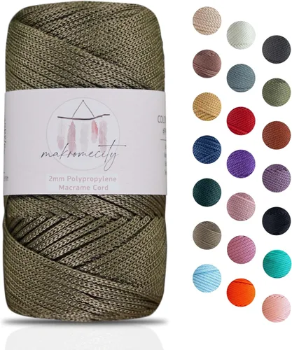 Miniatura 30 de Makromecity, Cordón de macramé de poliéster de 2 mm x 38 m (125 yardas) 2 mm de polipropileno, cordón de macramé para crochet, bolsas de macramé
