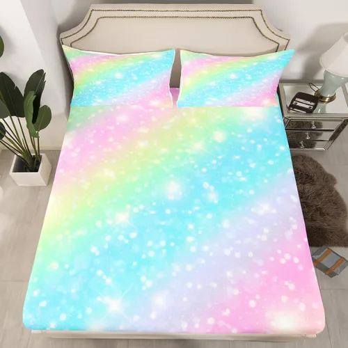 Miniatura 2 de Erosebridal Juego de ropa de cama arcoíris para niñas, niños y adolescentes, juego de sábanas de teñido anudado pastel, tamaño King, juego
