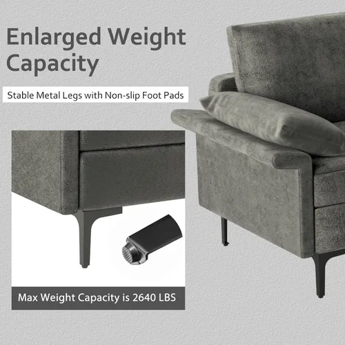 Miniatura 5 de KOMFOTT Sofá modular convertible extragrande de 130.5 pulgadas, sofá modular de 4 asientos en forma de L con diván reversible, salidas de 3 agujeros