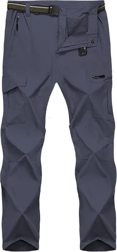 Miniatura 8 de Pantalones de senderismo para hombre, ligeros, transpirables, con 6 bolsillos, para verano, casual, de secado rápido, impermeables, pantalones