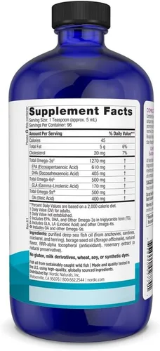 Miniatura 2 de Nordic Naturals Omega completo, sabor a limón, 16 onzas, 1270 mg de omega-3, EPA y DHA con GLA añadido, piel saludable, cognición, estado de ánimo
