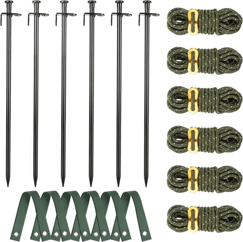 Kit de estacas de árbol resistente, estacas de acero de 15.75 pulgadas y soportes para árbol joven antiviento fuerte, kit de enderezamiento de