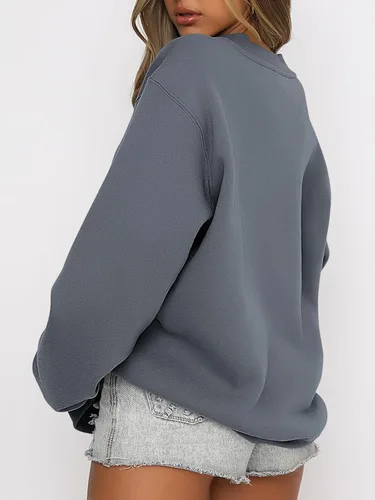 Miniatura 2 de ANRABESS Sudadera de manga larga para mujer, casual, cuello redondo, ajuste holgado, sudadera con capucha de forro polar para otoño