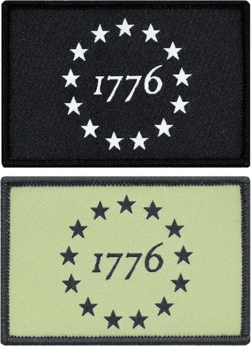 Great 1 Betsy Ross Flag 1776 - Juego de parches tácticos militares (paquete de 2), tamaño 2 x 3 pulgadas, cierre de velcro/respaldo, accesorio para