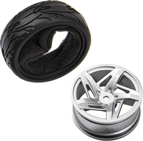 Miniatura 3 de Llantas hexagonales de 5 radios de 0.472 in y neumáticos de goma compatibles con HSP Tamiya HPI Kyosho 1/10 On-Road Touring Car, WLtoys 1/14 144001