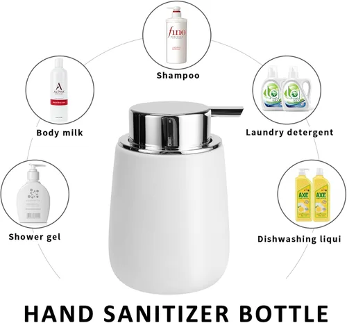 Miniatura 6 de Dispensador de jabón líquido de cerámica con bomba fácil de prensar, dispensador de líquido de mano para champú, baño, cocina, 12 onzas, 2
