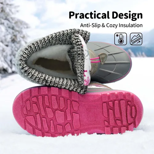 Miniatura 3 de DREAM PAIRS Botas de nieve, impermeables, con aislamiento, de invierno, para niño y niña
