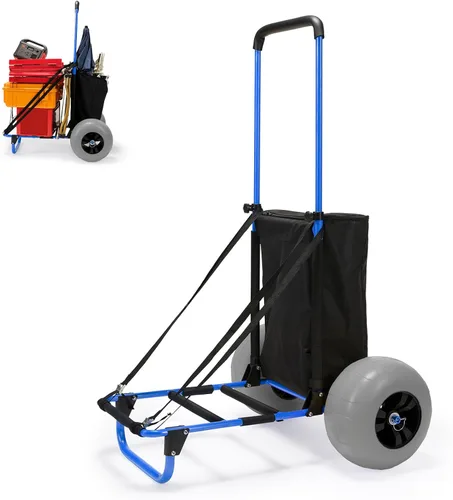 Carros de pesca de playa, ruedas grandes de globo de 13 pulgadas, neumáticos de poliuretano sólido para arena, carrito de arena plegable de carga de