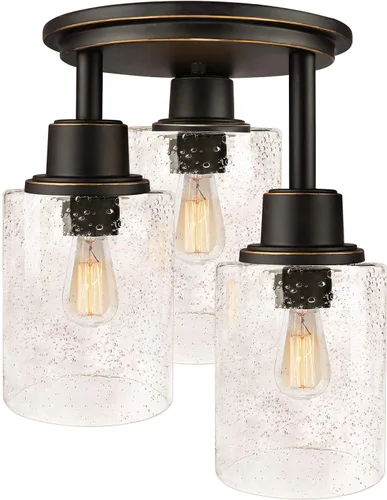 Miniatura 10 de ROTTOGOON Lámpara de Techo Semiempotrada, Accesorios de Luz de Techo de 3 Luces Cerca del Techo, Accesorios de Luz de Cocina Negro Mate