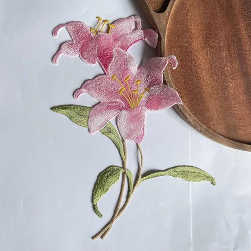 Miniatura 2 de Parches florales bordados para coser en ropa, chaquetas, sombreros, decoración de bricolaje (orquídea rosa)