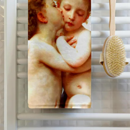 Miniatura 2 de 3D Rose Cupid and Psyche As Children 1890-L Amour Enfants-Bouguereau-Baby Angel Cherubs Kiss-Toalla clásica, 15 x 22 pulgadas, multicolor