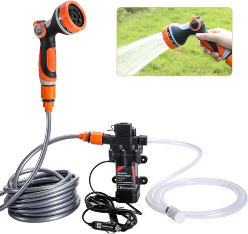 Bomba de lavado a presión eléctrica inteligente portátil de 120 W, 80 PSI, 12 V, potente kit de lavado de presión portátil para el hogar, coche,