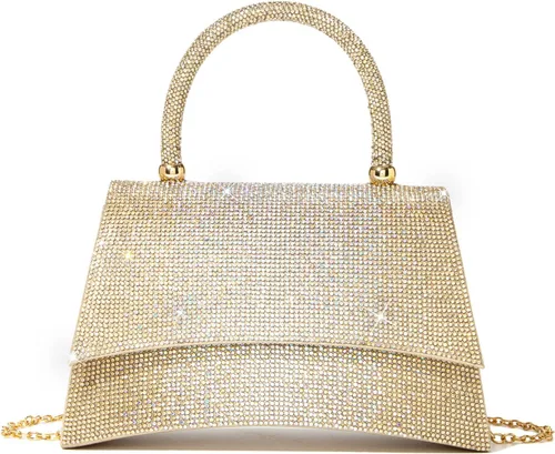 Miniatura 8 de Bolso de mano con strass para mujer, bandolera brillante y bolsos para boda, fiesta, noche, bolso cruzado