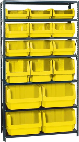 Miniatura 8 de Quantum QSBU-245BK Heavy Duty Shelving Unit with (7) Shelves and (24) QUS245 Black Bins for Garage Warehouse Storage Distribution 400 lb Load