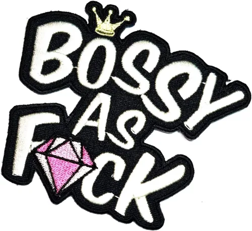 Bossy AS FACK - Parche de superhéroes de cómics con logotipo, chaqueta, polo, sombrero, mochilas, parche, broma, palabras divertidas para coser en