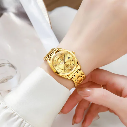 Miniatura 8 de OLEVS Reloj de pulsera de cuarzo para mujer, de acero inoxidable, impermeable, luminoso, fecha, fácil de leer, para mujer