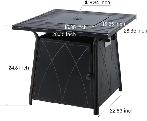 Miniatura 5 de Mesa cuadrada para fogata de gas de 50,000 BTU para exteriores, para patio, jardín, campamento, calefacción al aire libre con vidrio azul