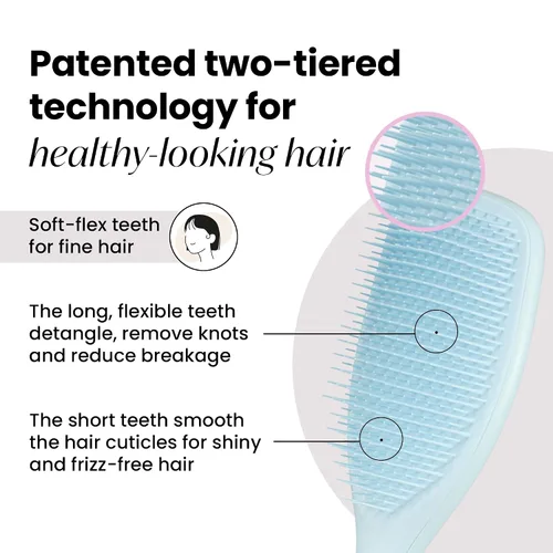 Miniatura 2 de Tangle Teezer Cepillo desenredante fino y frágil, elimina nudos y reduce la rotura, grande y tamaño de viaje, azul y menta