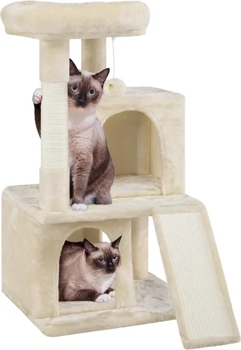 Miniatura 16 de Yaheetech Árbol para gatos para mascotas de interior, torre de 36 pulgadas con plataforma extra grande, postes rascadores, tablero, pelota colgante