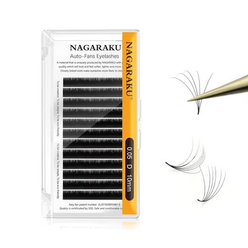 Miniatura 66 de NAGARAKU Easy Fan Extensiones de Pestañas Volumen Lash 0.07 Rizo D 8-15mm Bandeja Mixta Floración Rápida Visón Sintético en Racimo Para Ventilador