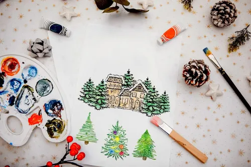 Miniatura 3 de Hying Sellos y troqueles para árbol de Navidad para hacer tarjetas, corona de casa de Navidad troqueles y sellos transparentes para diario