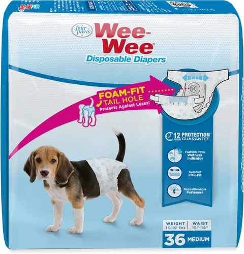 Miniatura 11 de Four Paws Wee-Wee - Pañales de entrenamiento para perros desechables y ajustables, superabsorbentes, protección a prueba de fugas para perros