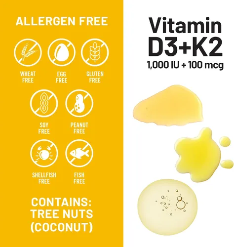 Miniatura 7 de NatureWise Vitamina D3 1000UI + K2 (MK7) 100mcg con aceite de coco orgánico extra virgen - Apoya la absorción de calcio, la salud ósea e inmune
