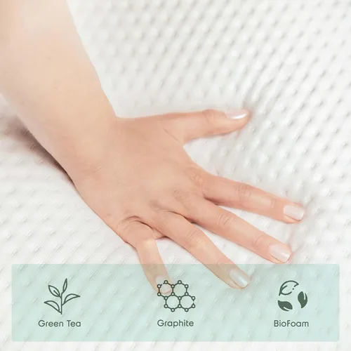 Miniatura 7 de Nestl Colchón de tamaño matrimonial de té verde de 12 pulgadas, colchón de espuma viscoelástica de grafito refrescante, colchón sin fibra de vidrio
