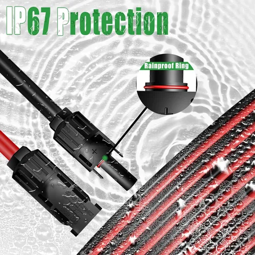 Miniatura 5 de Cable de extensión solar de doble cable de 6 pies – Conector de panel solar de 10 AWG (6 mm²), con conectores solares IP67 macho/hembra