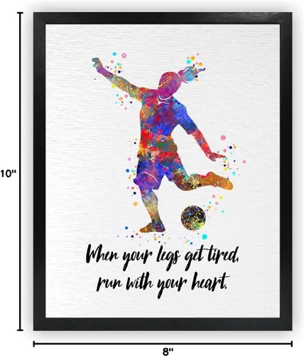 Miniatura 9 de Dignovel Studios Póster de impresión artística de acuarela con cita inspiradora de 8 x 10 pulgadas sin marco, decoración de pared de fútbol femenino