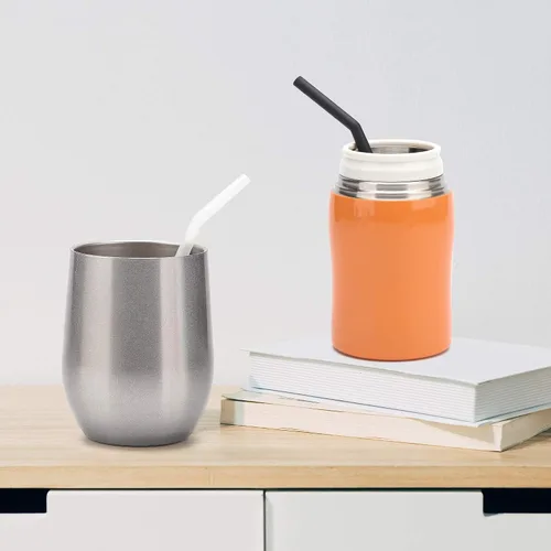 Miniatura 4 de Pajitas de silicona transparente reutilizables para niños pequeños y niños – 12 popotes flexibles para bebidas cortas de 6.6 pulgadas para vasos