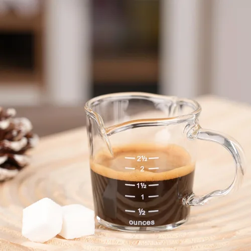 Miniatura 6 de Vaso de chupito espresso de 3 onzas con boquilla doble Barista con mango de vertido (paquete de 2)