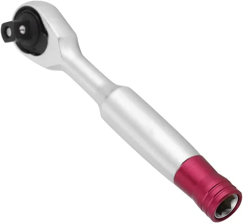 Miniatura 3 de AMONIDA Llave de trinquete profesional de cromo vanadio de 1/4 pulgadas, mango de goma, función de corte rápido