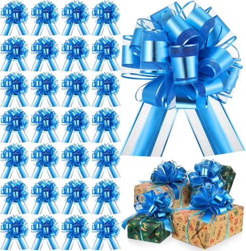 Miniatura 13 de Juexica 30 piezas de grandes arcos navideños tirados para envolver regalos, arco de cinta impermeable de 15 cm para cajas de regalo de San Valentín