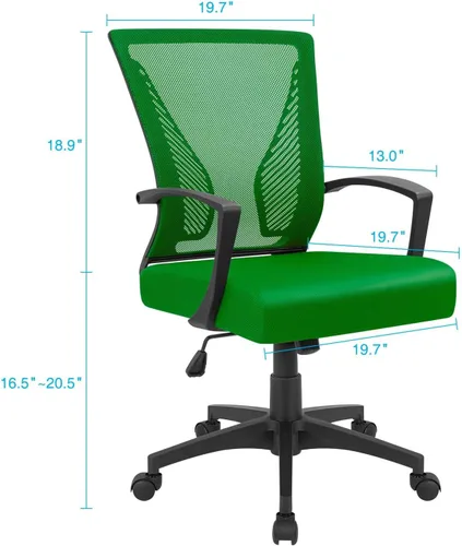 Miniatura 2 de Furmax Silla de oficina ergonómica de escritorio para computadora, silla de malla, respaldo medio, soporte lumbar giratorio con reposabrazos