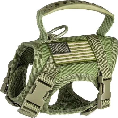 Miniatura 11 de Chaleco táctico de nailon ajustable para perro, cómodo chaleco acolchado de malla con hebilla de liberación rápida y mango de goma para perros