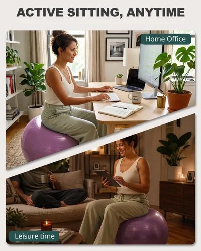 Miniatura 7 de Trideer Pelota de ejercicio para yoga, pilates y fitness. Equipo de pelota de estabilidad para gimnasio en casa y silla de oficina, accesorios
