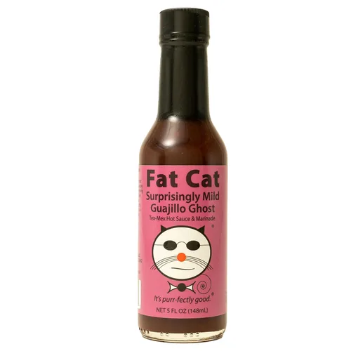Fat Cat Gourmet - Salsa picante y marinada de Guajillo Ghost Tex-Mex Sorprendentemente Mild - Sabor ahumado salado - Calor suave - Para tacos,