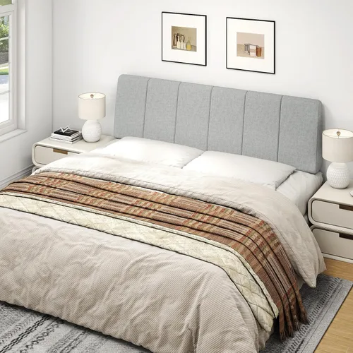 Miniatura 7 de Cabecera Solo Tamaño Queen - Sin Ensamblaje, Cabecera Tapizada Tamaño Queen en Tela de Lino Moderna, Estilo Actual, para Cama Ajustable Extra claro