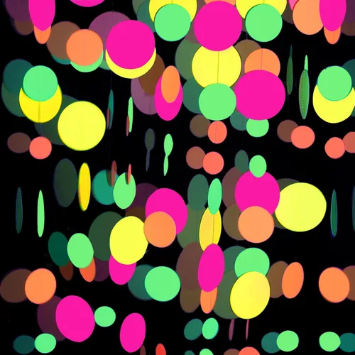 Serpentinas de guirnalda de papel de neón redondas UV de 115 pies, decoraciones de luz negra para suministros de fiestas que brillan y decoraciones,