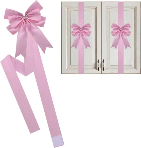 Miniatura 14 de Meseey 6 lazos grandes de terciopelo para armarios, lazos para puerta de armarios para Acción de Gracias, otoño, Halloween, Navidad, fiesta (negro)