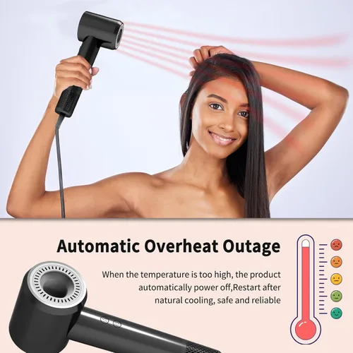 Miniatura 8 de Secador de pelo para mujer: motor de 110,000 RPM para secado ultrarrápido, 3 temperaturas y 2 ajustes de velocidad, diseño ligero con boquilla