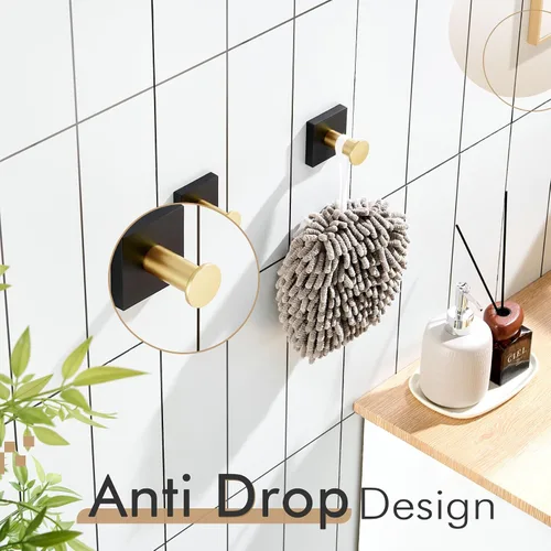 Miniatura 4 de KOKOSIRI Ganchos para bata, ganchos para toallas de baño, para pared, armario, cocina, toallas colgantes, accesorios de baño, color negro con acero