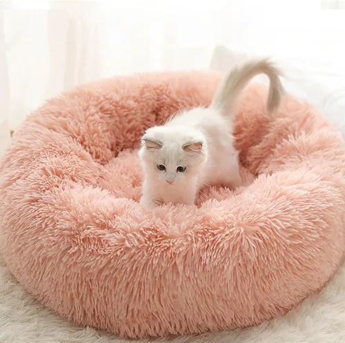 Miniatura 10 de Nisrada Cama para perros pequeños, medianos y grandes, 20 pulgadas, relajante, lavable, redonda, acogedora, suave, cama para mascotas para cachorros
