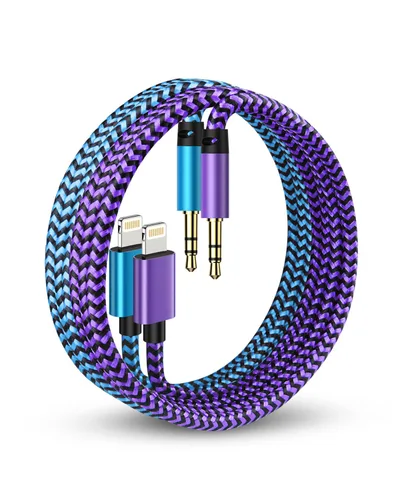 Miniatura 9 de Cable auxiliar para iPhone, cable de audio Lightning de 3.5mm con espiral, cable auxiliar macho certificado MFi de Apple para iPhone 14 Pro Max 13